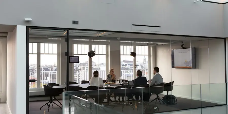 Professionals collaborating in an office